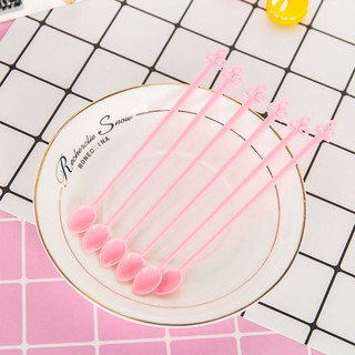 Set 30 muỗng ăn kem uống cà phê bằng nhựa cán dài màu kẹo xinh xắn