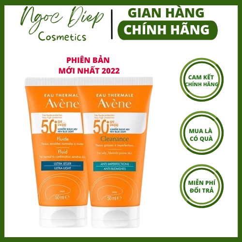 Kem Chống Nắng Avene Mattifying Cleanance SPF50+ 50ml, Avene Dry Toucher Fluide, Kem chống nắng cho da dầu, nhạy cảm