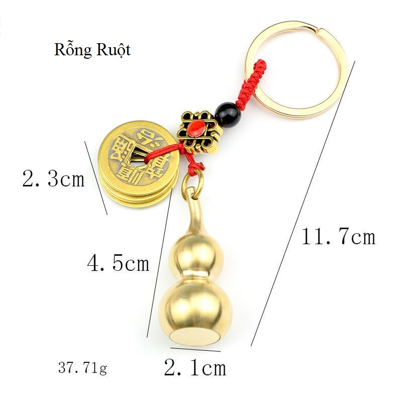 Móc Khóa Dây Treo 5 Đồng Xu Trang Trí Bằng Đồng Thau Quả Bầu Nhiều Kiểu