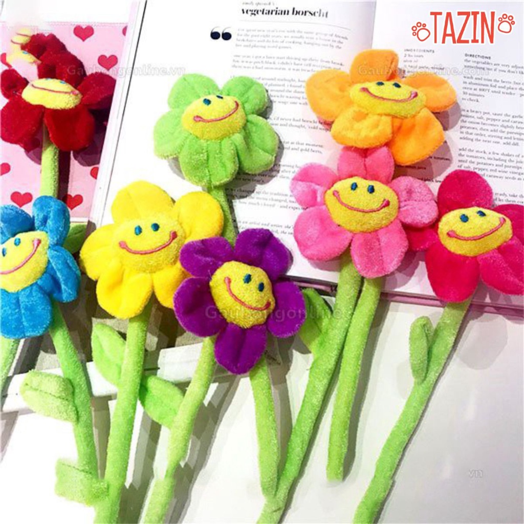 Cành Hoa Bông Mặt Cười Decor Nhiều Màu Sắc - Gấu Bông Tazin Cao Cấp
