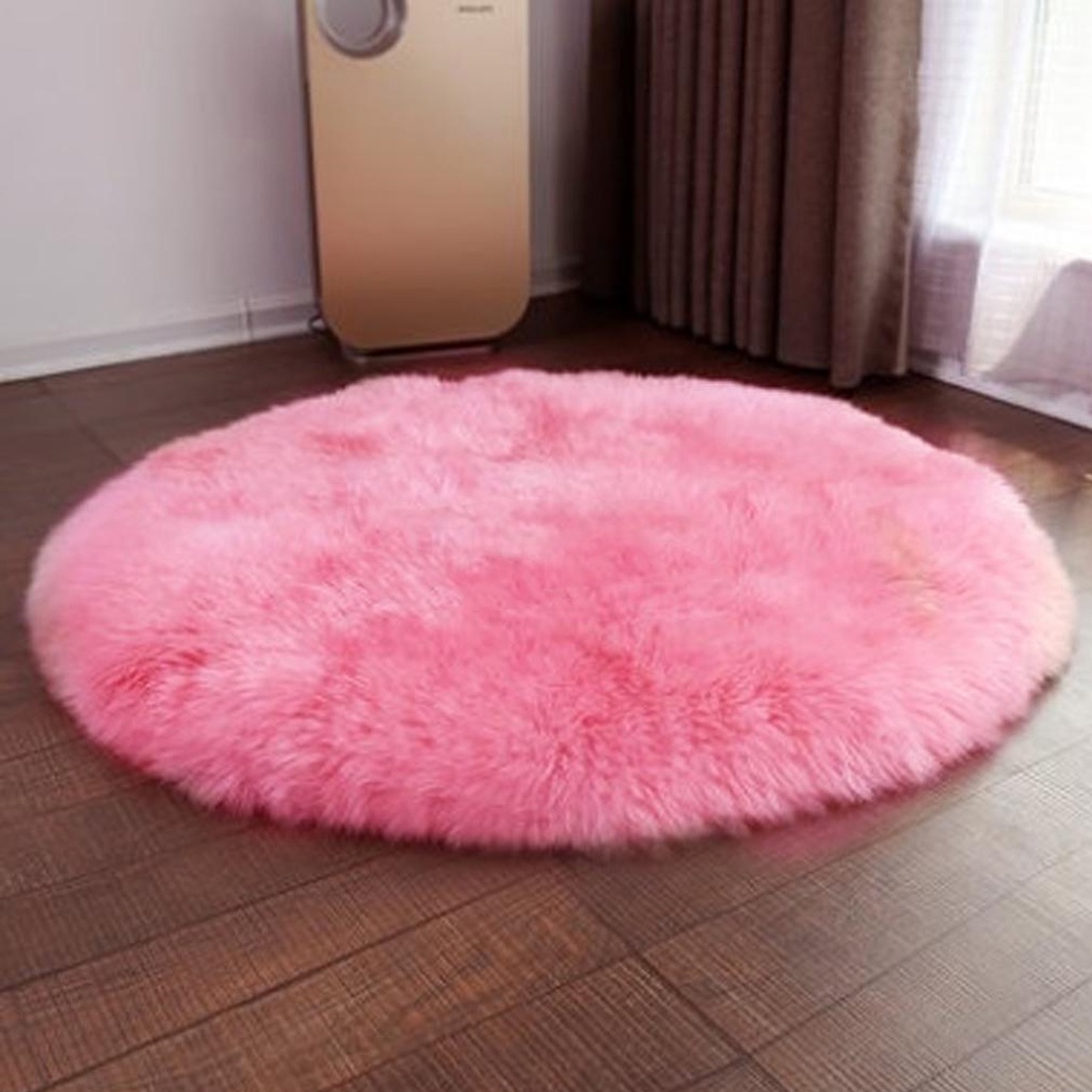 Thảm Lông Cừu Giả Mềm Mại Hình Tròn Màu Trắng Dài 30cm Dùng Trang Trí Nhà Cửa
