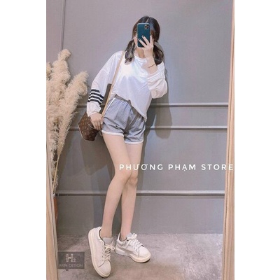 Sét bộ quần xám áo pha kẻ phong cách