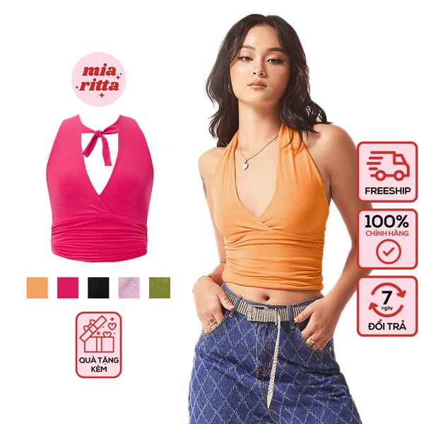 Áo croptop buộc dây cổ Áo yếm dây bản to Mia Ritta a2045 ảnh feedback