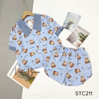 Bộ pizama lụa gấm , bộ mặc nhà Pijama áo cộc quần đùi cao cấp sang mịn đẹp