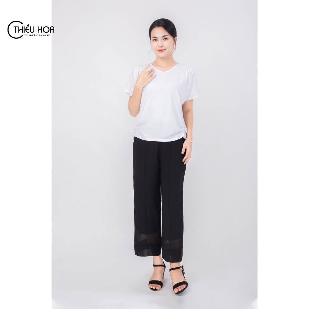 Áo thun trơn nữ trung niên Thiều Hoa chất liệu Cotton thoáng má K0210