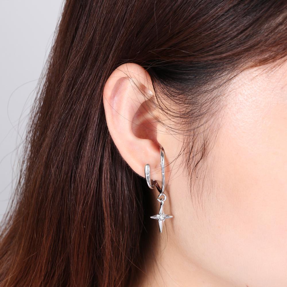 Khuyên Kẹp Vành Tai Không Xỏ Lỗ Đính Đá Thạch Anh Tím Thời Trang