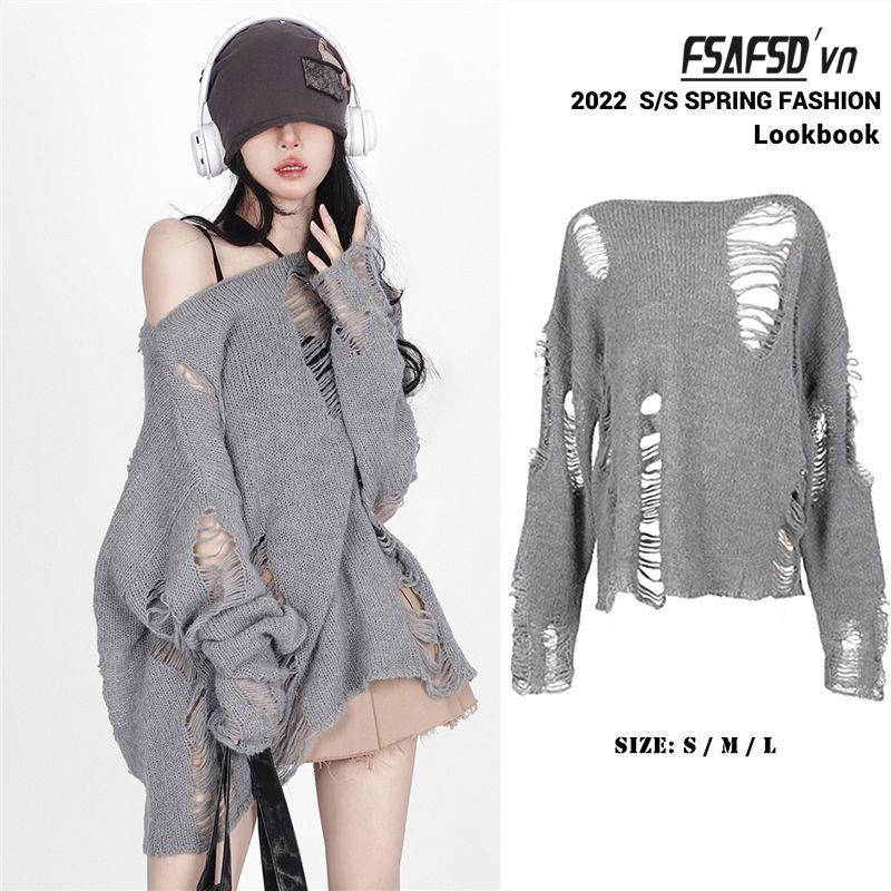 Áo Sweater Dệt Kim Mỏng Tay Dài Dáng Rộng Chống Nắng Thời Trang Mùa Thu Cho Nữ