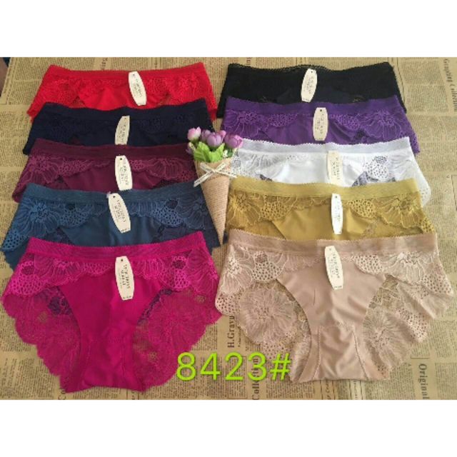 Sỉ lố 10 quần lót nữ su lạnh phối ren 8423