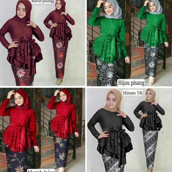 Áo sơ mi tay cánh dơi và bút chì dự tiệc tốt nghiệp Kebaya / Teen Brocade Javanese