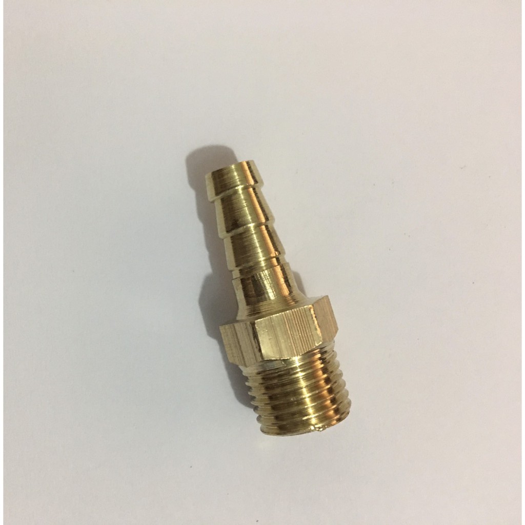 Nối co đuôi chuột ren ngoài 13, ra nối ống 8-10mm  chất liệu đồng thau