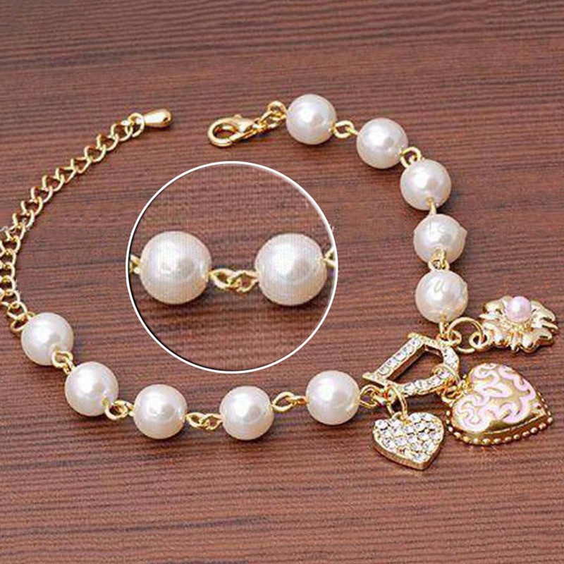 Vòng tay mạ bạc/ vàng trang trí hoa và trái tim thời trang dành cho nữ