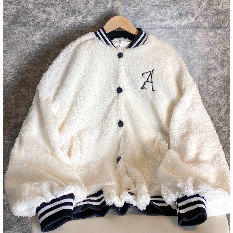 [Ảnh thật] Áo khoác bomber lông cưu thêu chữ (annstore)