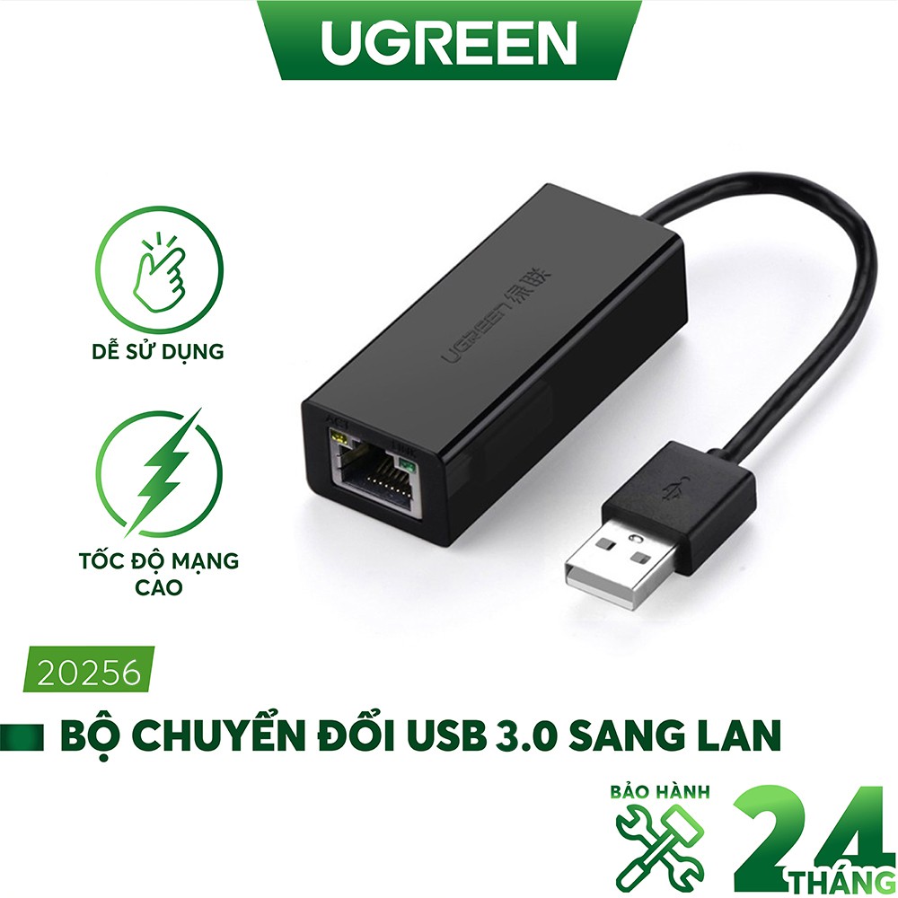 [Mã 154ELSALE2 giảm 7% đơn 300K] Bộ chuyển đổi USB 3.0 sang LAN 10/100/1000 Mbps UGREEN CR111 20256