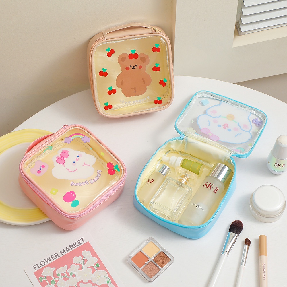 Túi Đựng Đồ Trang Điểm Trong Suốt Họa Tiết Hoạt Hình Đáng Yêu