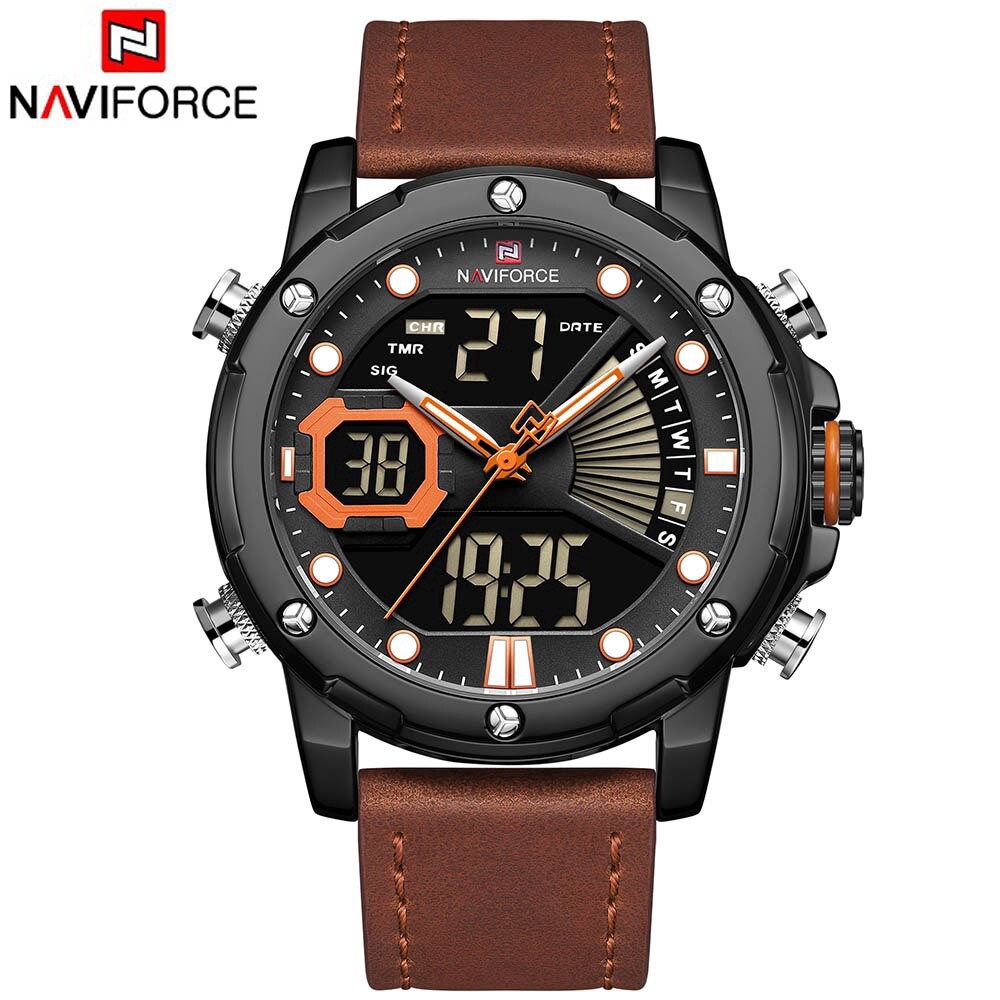 Đồng hồ thể thao Naviforce chống nước với dây đeo da trẻ