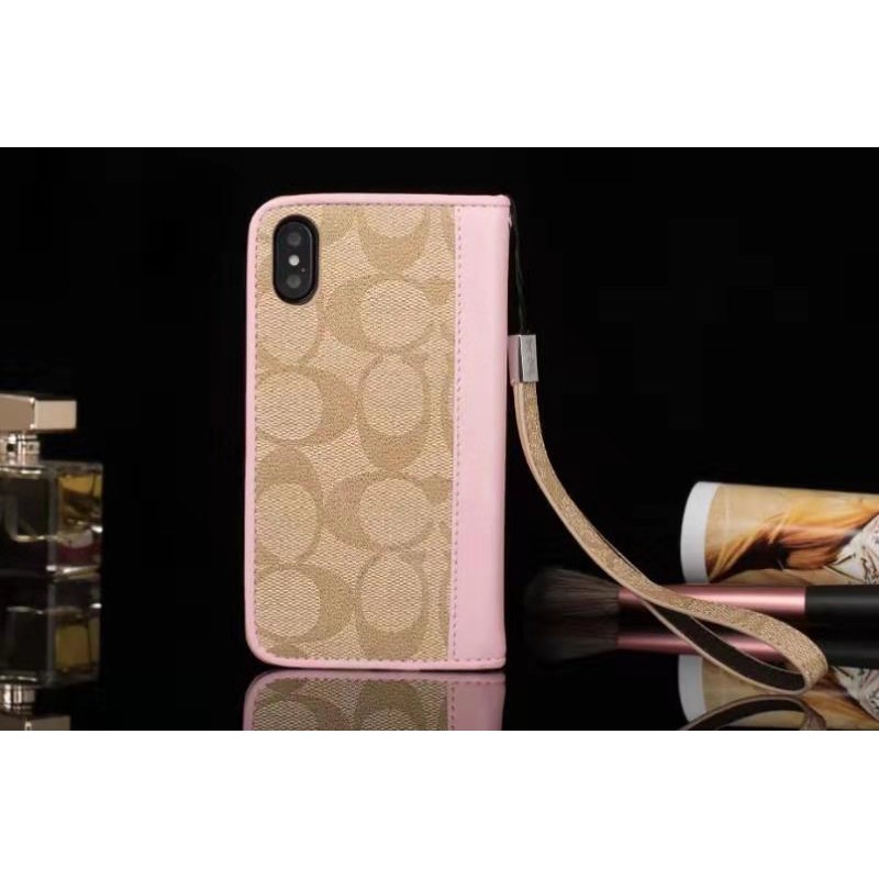 Bao da điện thoại nắp gập in logo Coach cao cấp cho  iPhoneXsMax Xr Xs i6/7/8 Plus