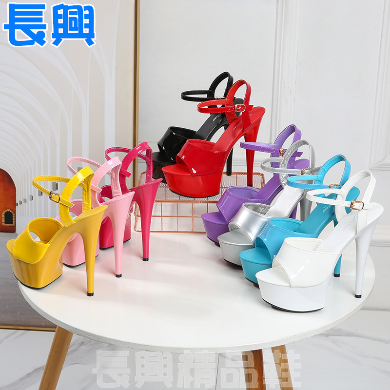 Giày Cao Gót 15cm Đế Xuồng Màu Đen Quyến Rũ Hợp Thời Trang