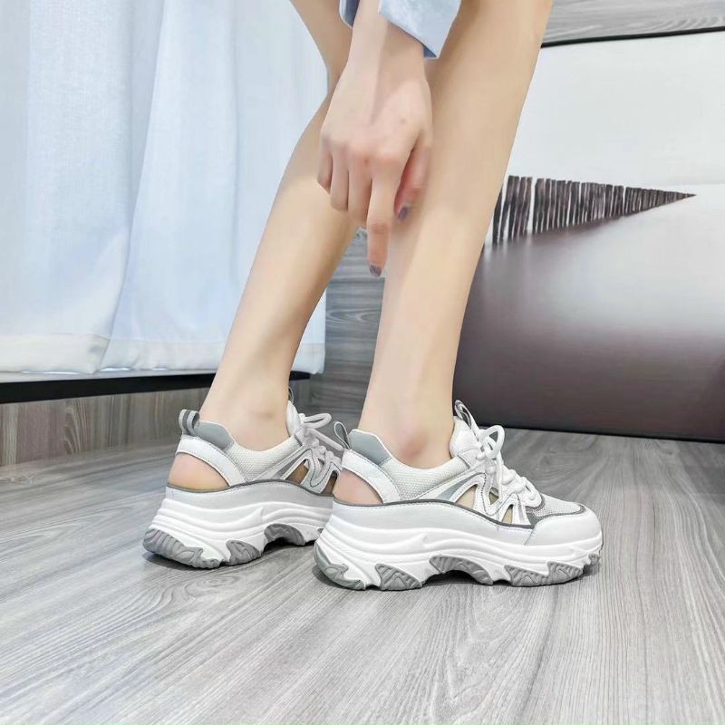 HJm(ẢNH THẬT) Giày Thể Thao Pha Lưới Cắt Thoáng Chân Đế 4p Da Mềm Êm Fullbox Cao Cấp