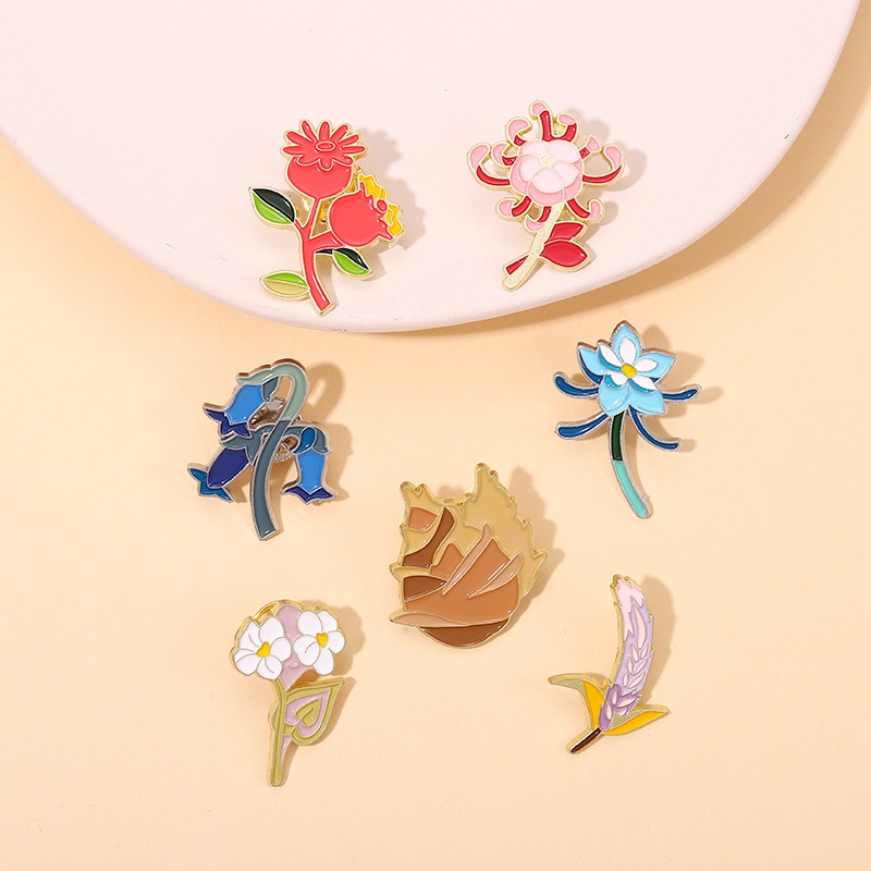 Trâm cài áo QIHE JEWELRY hình hoa 7 kiểu dáng tùy chọn tráng men xinh xắn dùng trang trí balo/ quần áo