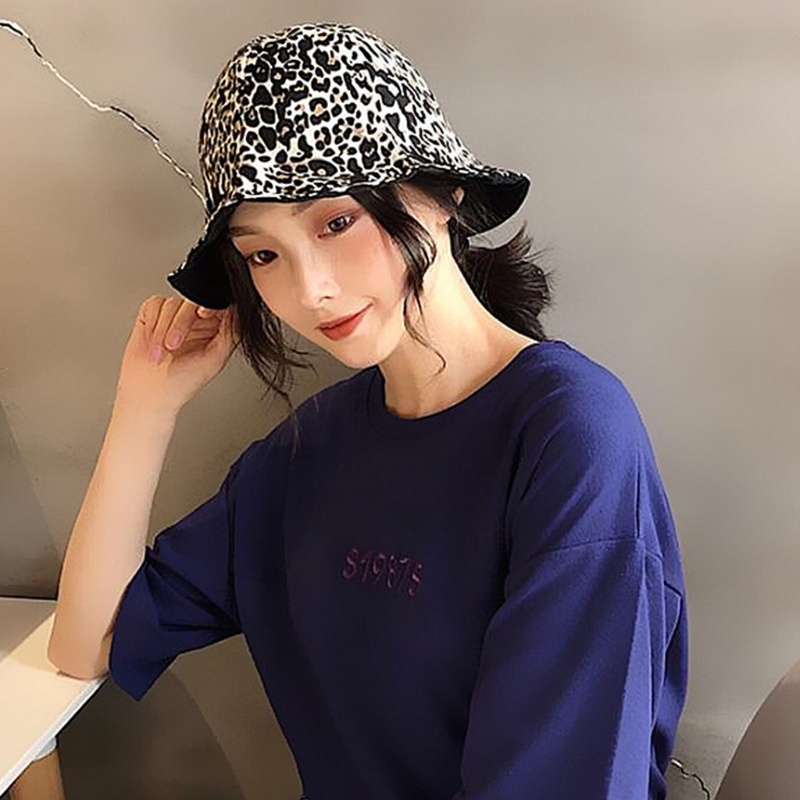 Mũ Tai Bèo Cotton Hai Mặt Họa Tiết Da Báo Thời Trang