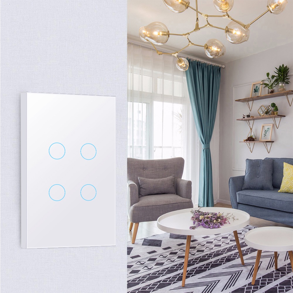 Công tắc cảm ứng thông minh AUBESS 1-4 nút chạm 120 Tuya Wifi điều khiển đèn từ xa US dành cho Alexa và Google Home