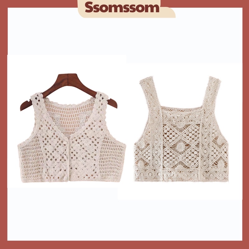 Áo Croptop Gile Len Móc Mặc Khoác Ngoài Mặc Đi Biển