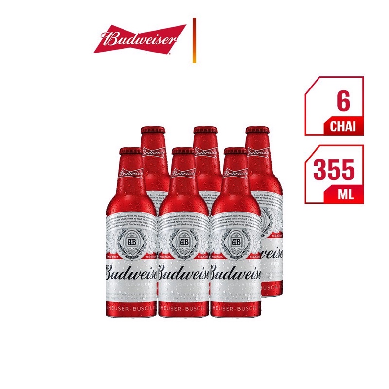 Bia Budweiser Alumium Thùng 24 Chai phiên bản cao cấp (355ml/chai) | Chính Hãng