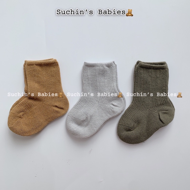 Set tất trơn 3 đôi cho bé Suchin TKID0016