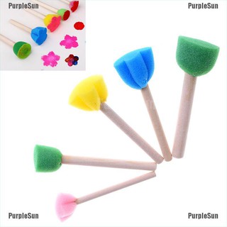 PurpleSun 5pcs sponge brush children art diy painting tools baby drawing toys gift