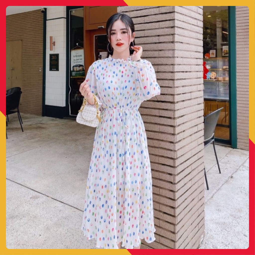 Đầm Maxi Dập Ly Kèm Dây Thắt Eo