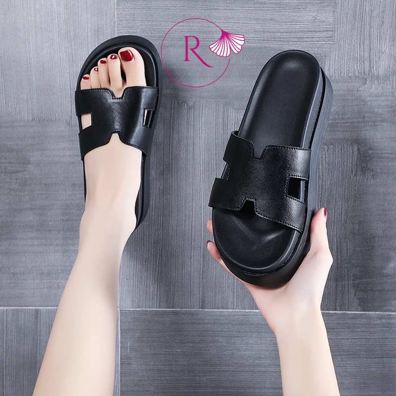 DÉP KIỂU NỮ QUAI NGANG CHỮ H ĐẾ CAO 5CM MỀM MẠI ÊM CHÂN HOTREND - RUBISHOES