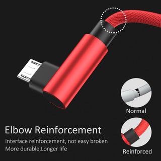 Micro USB Cable 90 Degree Elbow Nylon Braided Charging Adapter Cable For Android