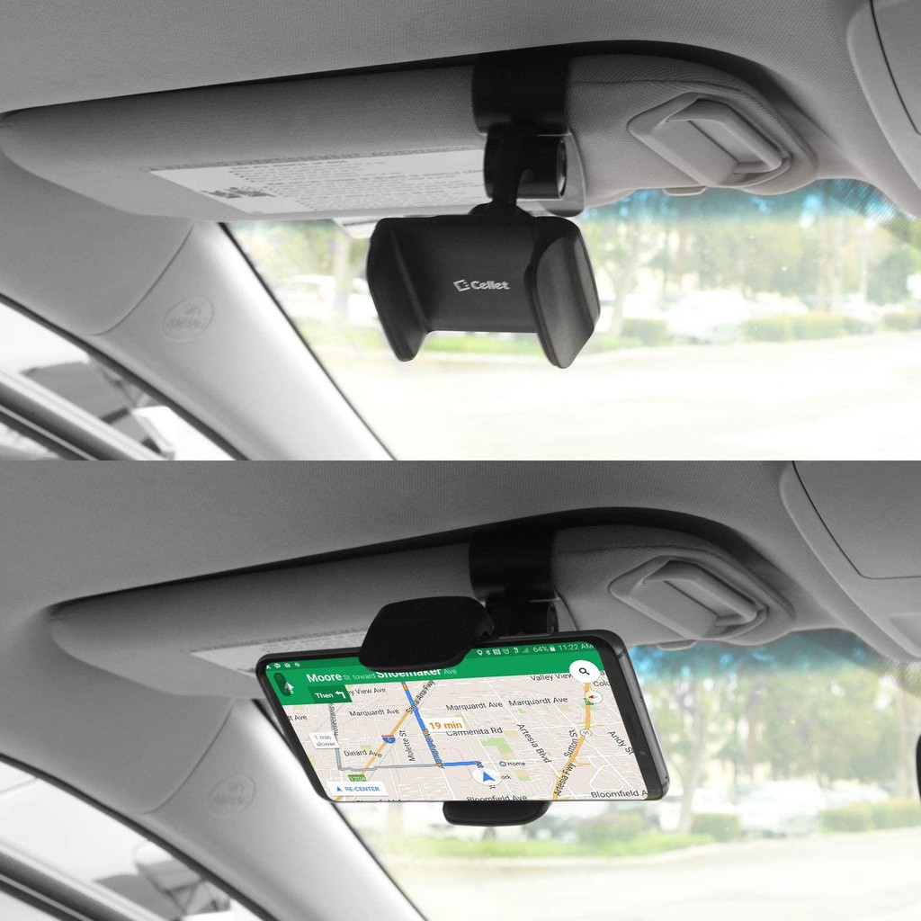 Giá đỡ điện thoại/GPS xoay 360 độ có kẹp gắn kính chắn nắng xe hơi thông dụng