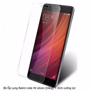 Bộ Ốp Lưng Redmi note 4X silicon (trắng) + Kính cường lực