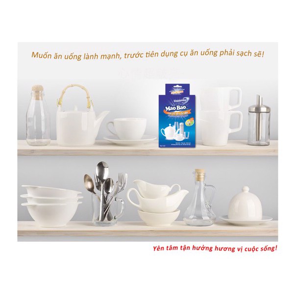 Chất Tẩy Rửa Cốc Chén Siêu Sáng Bóng - Tea &amp; Coffee Stain Remover Mao Bao 15g x 4 gói
