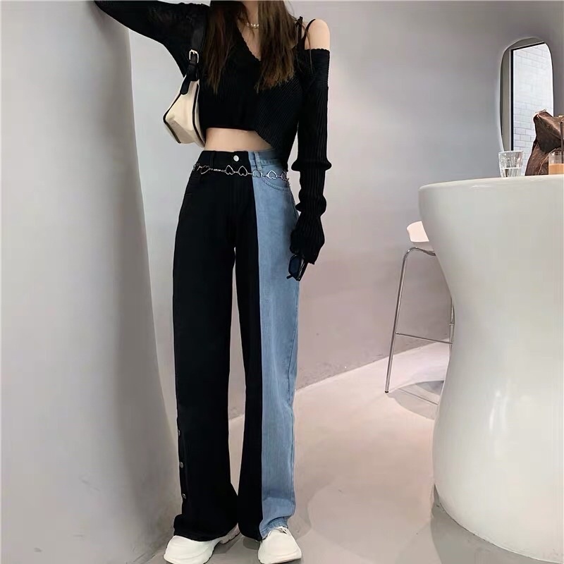 Quần phối màu Match Jeans + tặng kèm thắt lưng heart chain