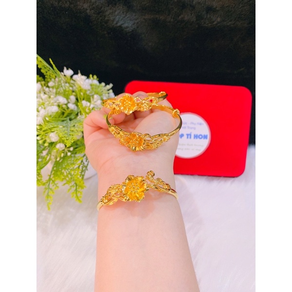 vòng tay hoa cao cấp dát vàng 24k mẫu mới về ( vòng điều chỉnh size được )