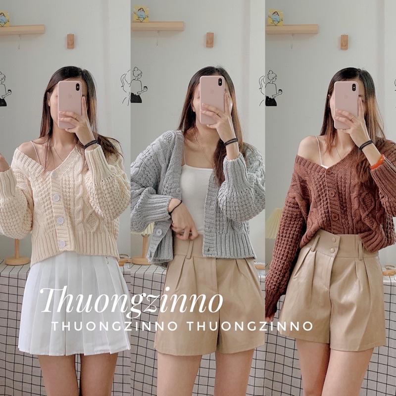 [Ảnh thật/Video]Áo cardigan xoắn thừng dáng ngắn nhiều màu Áo cadigan chất đẹp thiết kế bo ống tay, cổ V hàn quốc | BigBuy360 - bigbuy360.vn