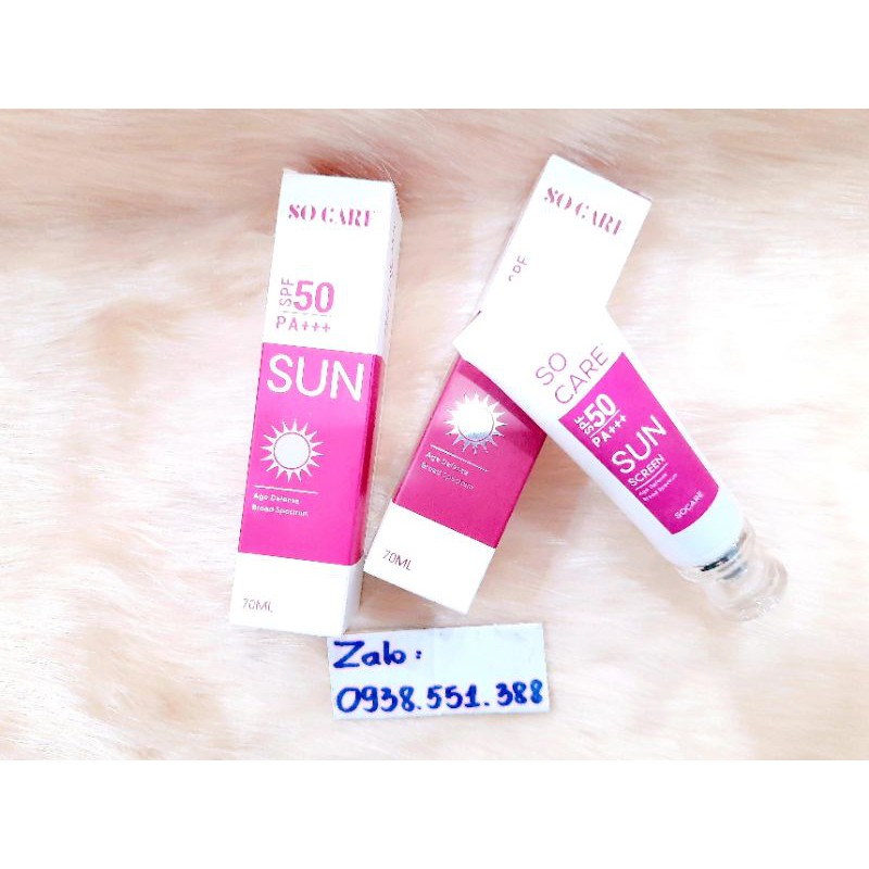 Kem chống nắng SO CARE SPF 50+++ lót trang điểm cao cấp mềm mịn tự nhiên dưỡng trắng da mặt che mờ thâm nám khuyết điểm.