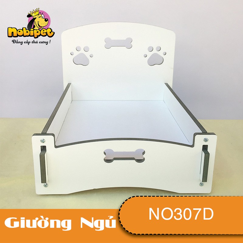 Giường Nằm Gỗ Lắp Ráp Queen Mini Trắng Sáng Cho Dòng Chó Mèo Nhỏ