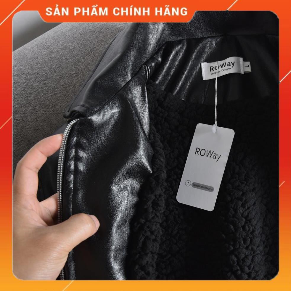 chất da PU nhập khẩu cao cấp | Jacket Lót Lông Cừu Full Đen