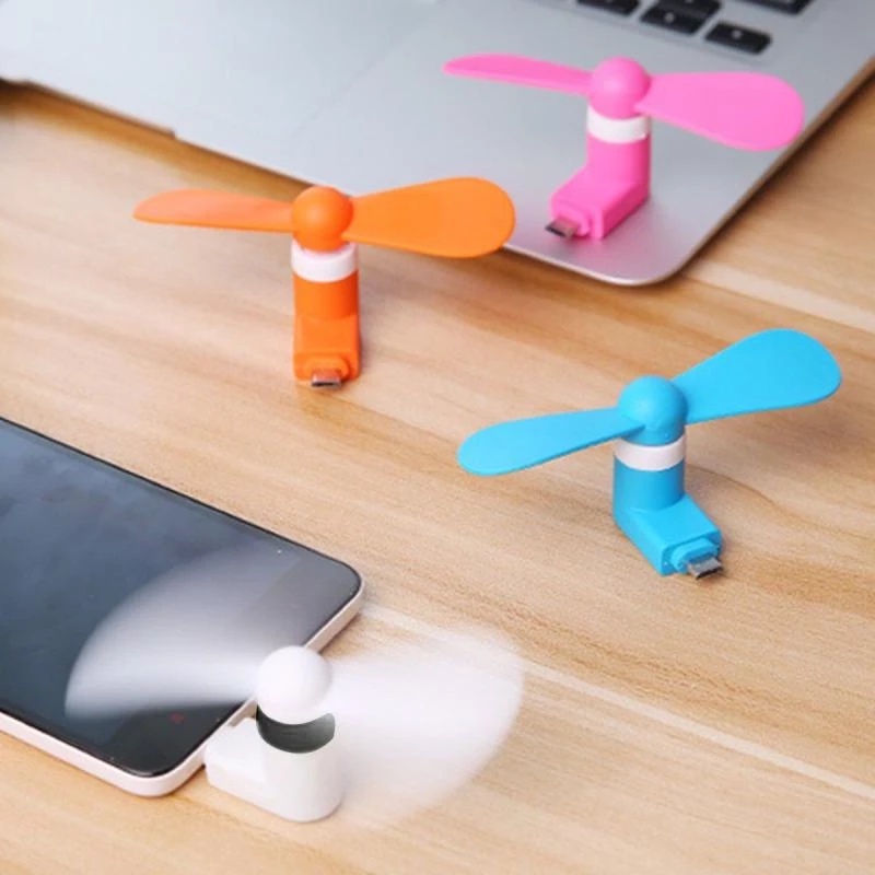 Quạt Mini Cầm Tay Giao Diện USB / Type-C / Lightning Đa Màu Sắc Cho Điện Thoại IOS / Android