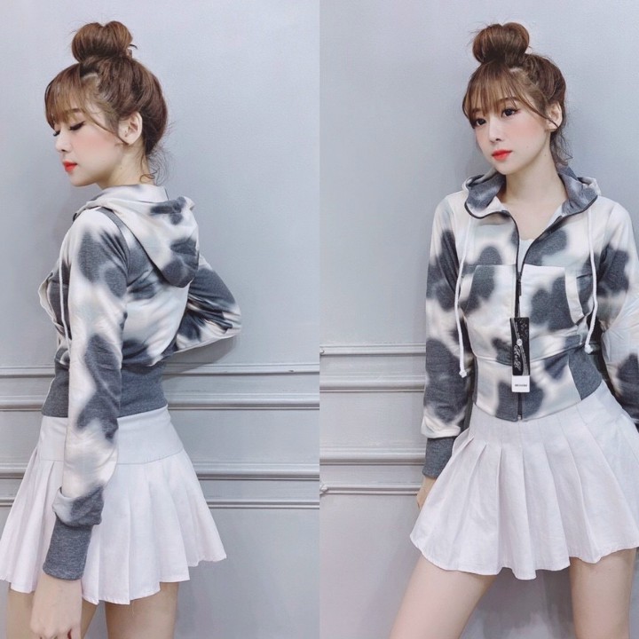 Áo Khoác Nữ Thun Loang Có Nón Mẫu Mới Sành Điệu Đậm Chất Thời Trang | BigBuy360 - bigbuy360.vn