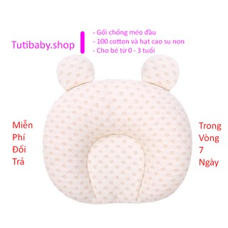 Sale xả!!! Gối chống méo đầu cho bé từ 0 - 3 tuổi, 100% cao su non và cotton, có thể tháo rời vỏ và ruột