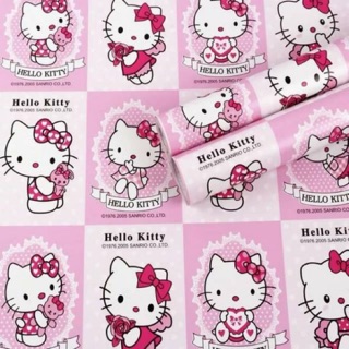 10m giấy dán tường hello kitty ô vuông hồng rộng 45cm có keo sẵn