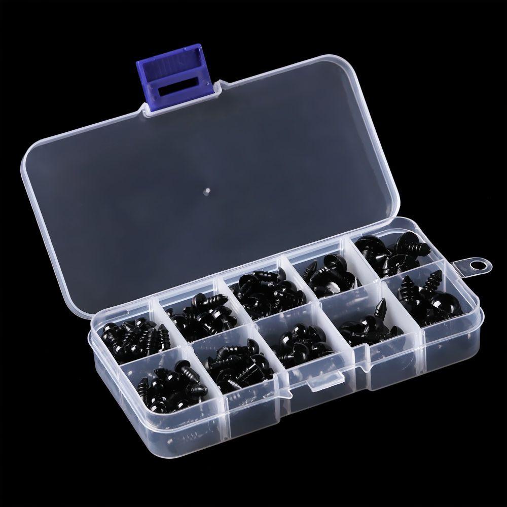 Set 100 / 150 Con Mắt Nhựa 6-12mm Trang Trí Búp Bê Màu Đen