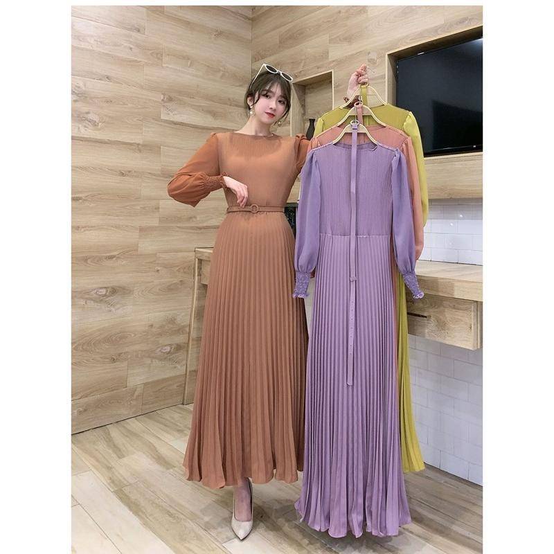 Đầm Thiết Kế Xếp Ly Ôm Eo Phong Cách Pháp Thời Trang Mùa Xuân Mới Cho Nữ