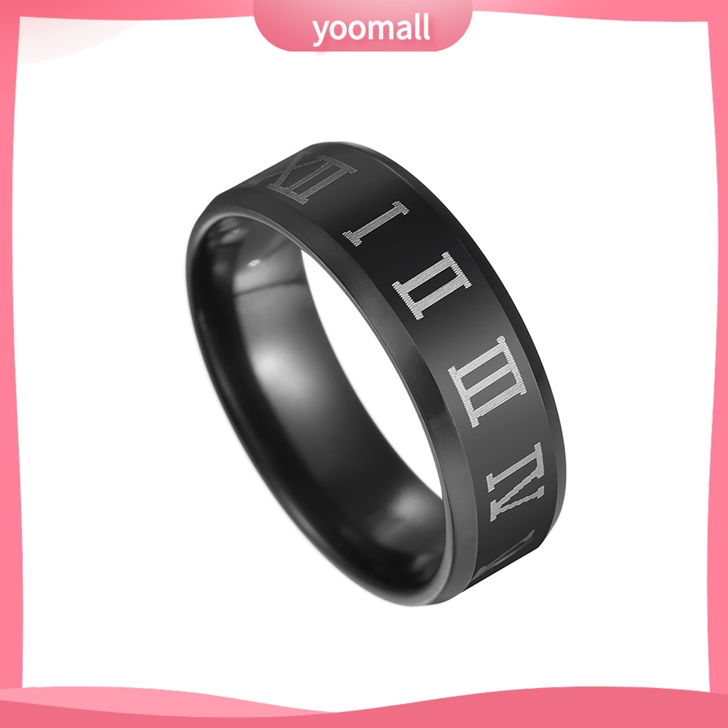 Nhẫn Thép Không Gỉ In Số La Mã Sang Trọng Cho Nam