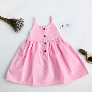 Váy hai dây trẻ em thiết kế K’Cosy vải kaki cotton 100%