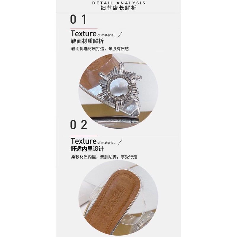Giầy Bệt Quai Trong Hoa Đá Gót Trong Hàng Quảng Châu Cao Cấp